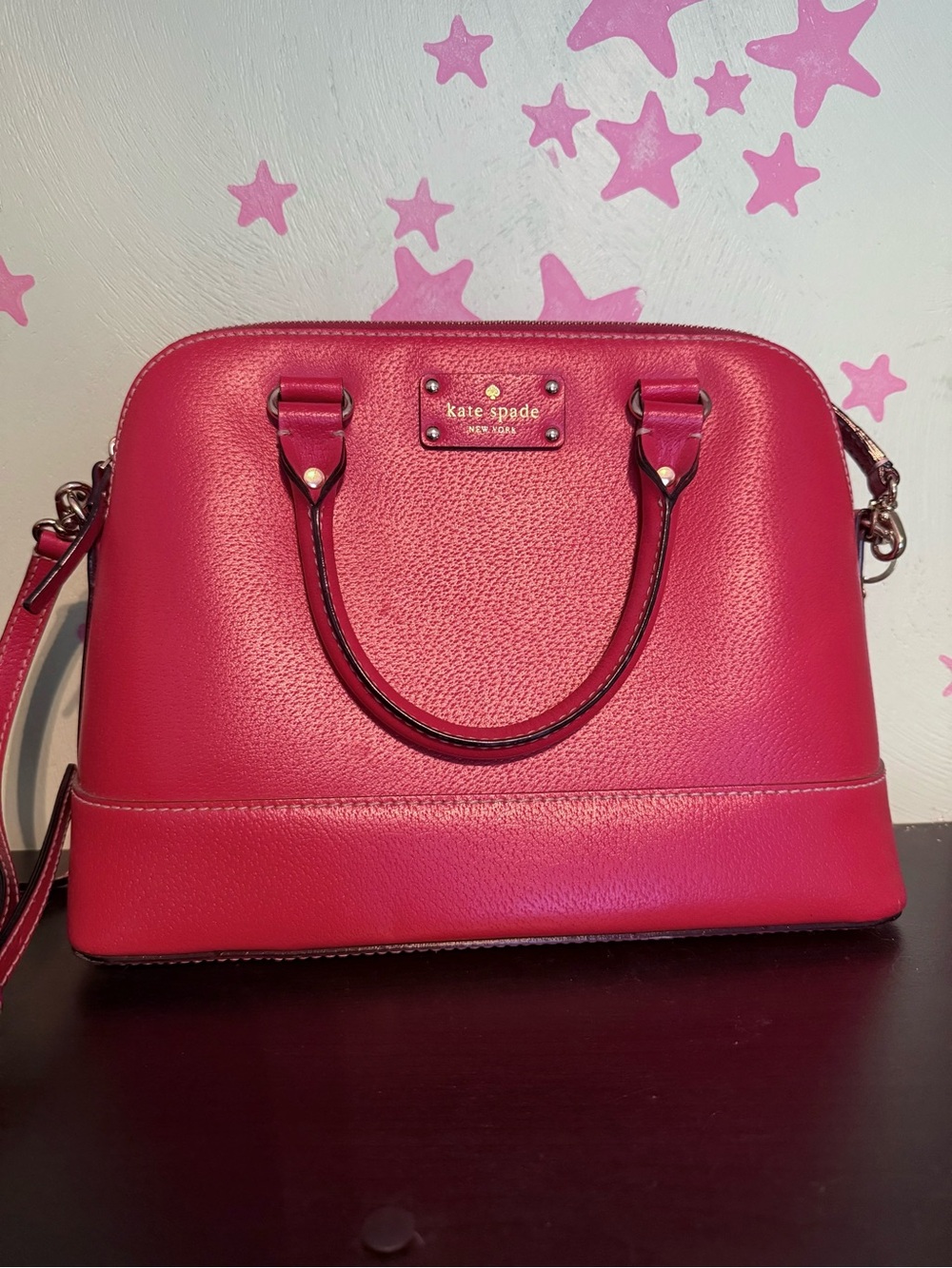 Kate Spade Red Dome Purse with gold accents